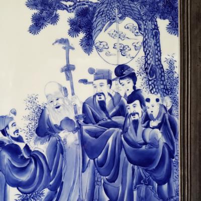 Tranh Phúc Lộc Thọ vẽ tay men chàm